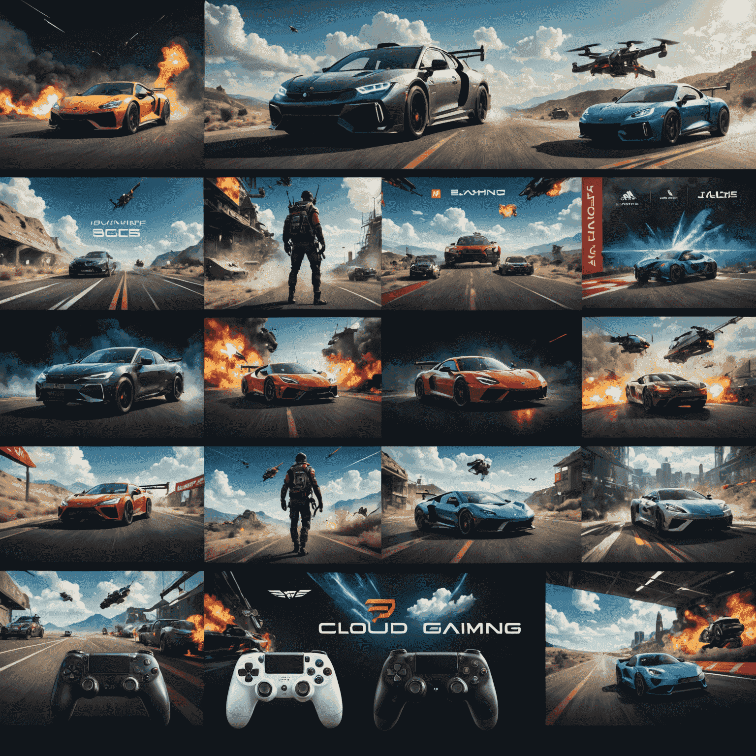 A collage showing various devices streaming high-end games, representing cloud gaming technology